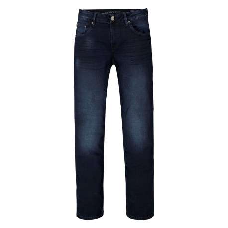 Jean Russo en coton bleu à coupe droite pourvu de multiples poches