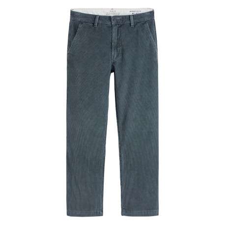 Pantalon Chino en coton vert à coupe droite pourvu de poches italiennes