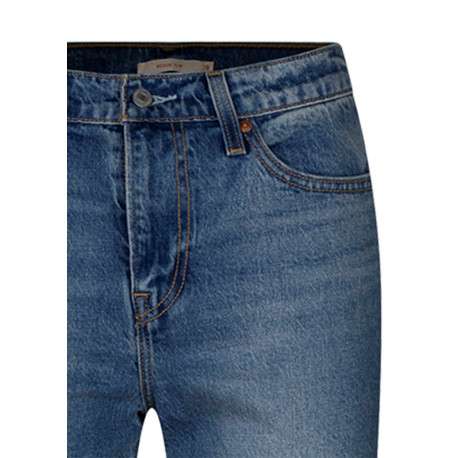 Jean Wedgie Slim en coton bleu denim délavé avec rivets cuivrés - Image 3