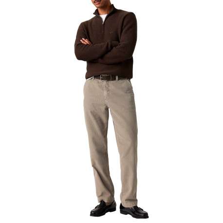 Pantalon Chino en coton gris à coupe droite pourvu de poches italiennes - Image 6