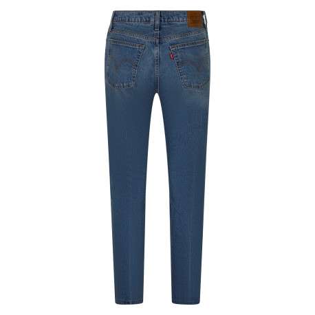 Jean Wedgie Slim en coton bleu denim délavé doté de 5 poches - Image 2