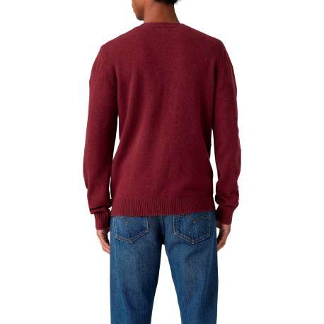 Pull en laine mélangée bordeaux à coupe droite pourvu d'un col rond - Image 3
