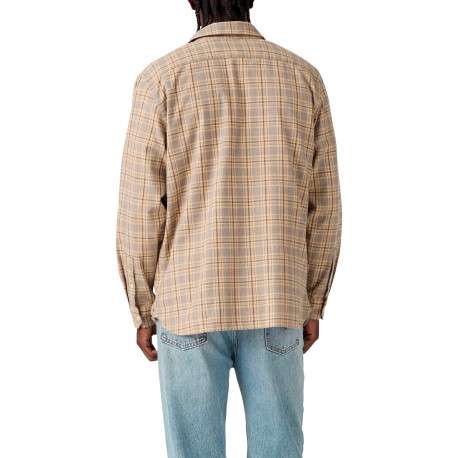 Chemise en coton beige à carreaux pourvue d'une coupe droite - Image 3