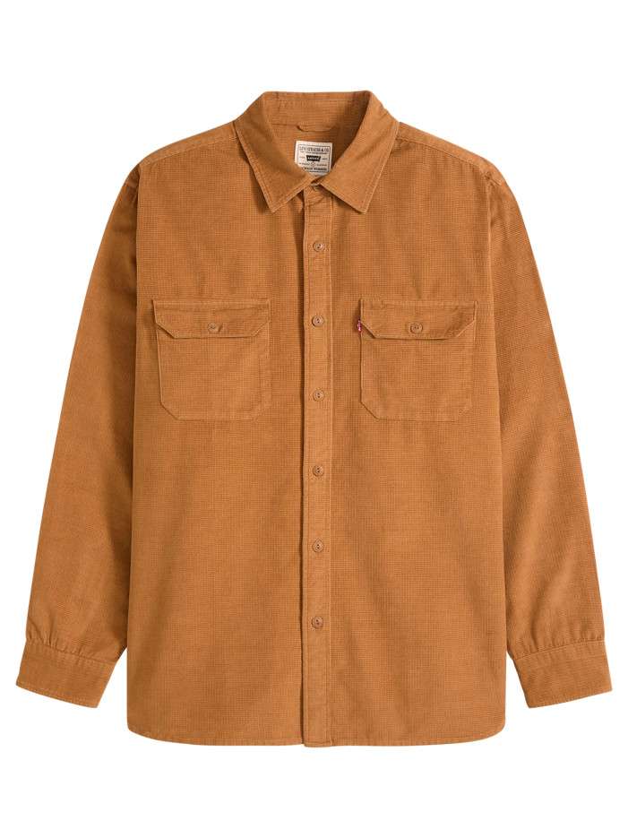 Chemise en coton camel à...