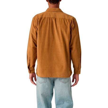 Chemise en coton camel à coupe droite pourvue d'un col à revers - Image 3
