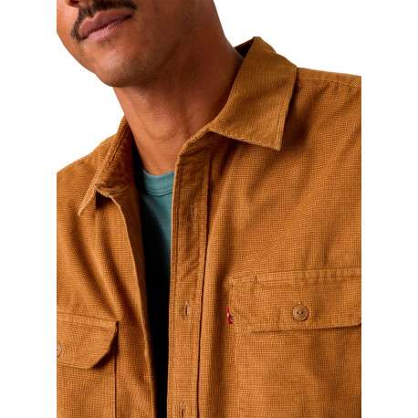 Chemise en coton camel à coupe droite pourvue d'un col à revers - Image 4