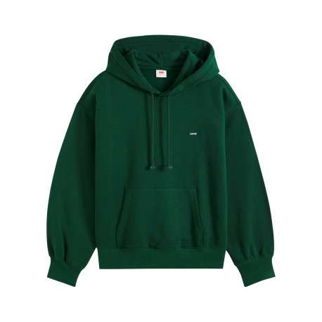 Sweat vert à coupe droite pourvu d'un col à capuche et de manches longues