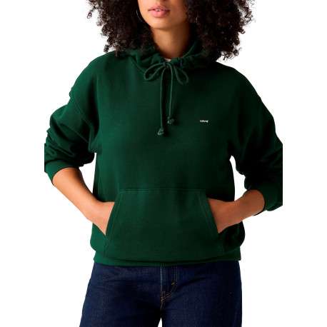 Sweat vert à coupe droite pourvu d'un col à capuche et de manches longues - Image 2