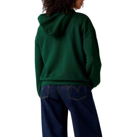 Sweat vert à coupe droite pourvu d'un col à capuche et de manches longues - Image 3