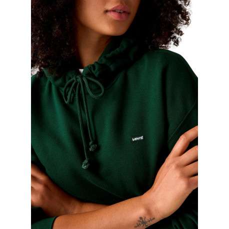Sweat vert à coupe droite pourvu d'un col à capuche et de manches longues - Image 4