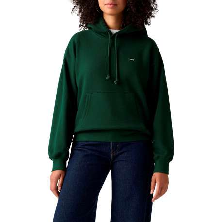 Sweat vert à coupe droite pourvu d'un col à capuche et de manches longues - Image 5