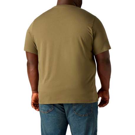 T-shirt en coton kaki imprimé à coupe droite pourvu d'un col rond - Image 4