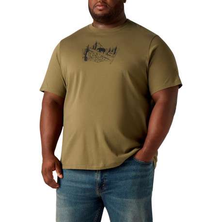 T-shirt en coton kaki imprimé à coupe droite pourvu d'un col rond - Image 6