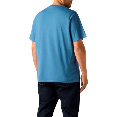 T-shirt en coton bleu imprimé à coupe droite pourvu d'un col rond - Image 4