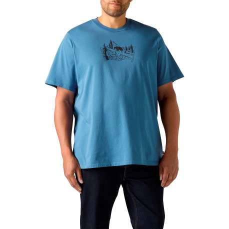T-shirt en coton bleu imprimé à coupe droite pourvu d'un col rond - Image 6