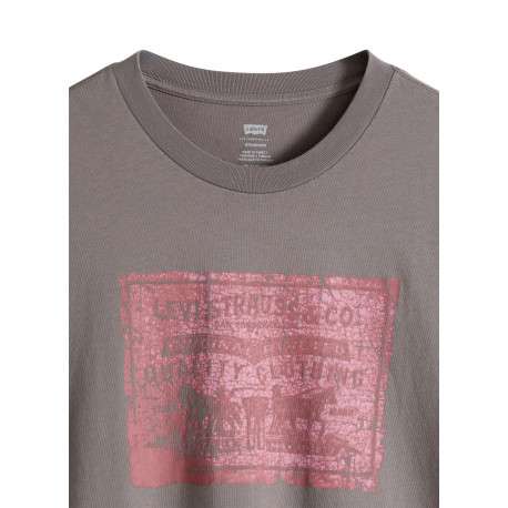 T-shirt en coton anthracite imprimé à coupe droite pourvu d'un col rond - Image 2