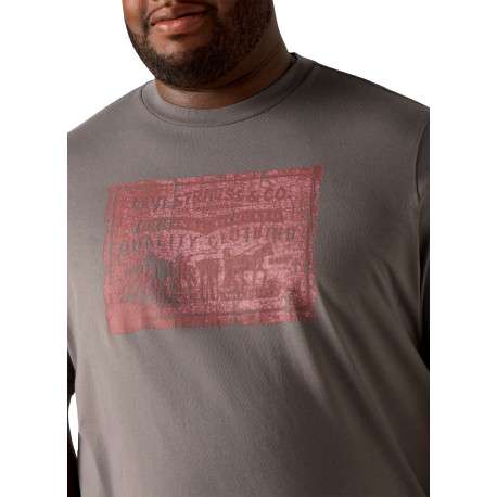 T-shirt en coton anthracite imprimé à coupe droite pourvu d'un col rond - Image 5