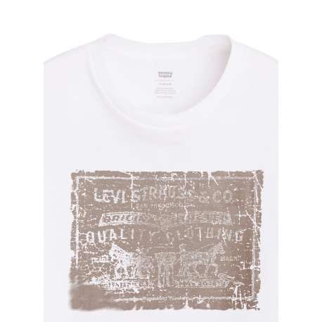 T-shirt en coton blanc imprimé à coupe droite pourvu d'un col rond - Image 2