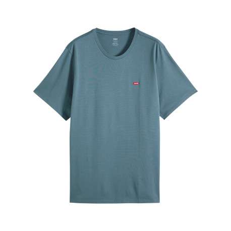 T-shirt en coton gris à coupe droite pourvu d'un col rond et de manches courtes