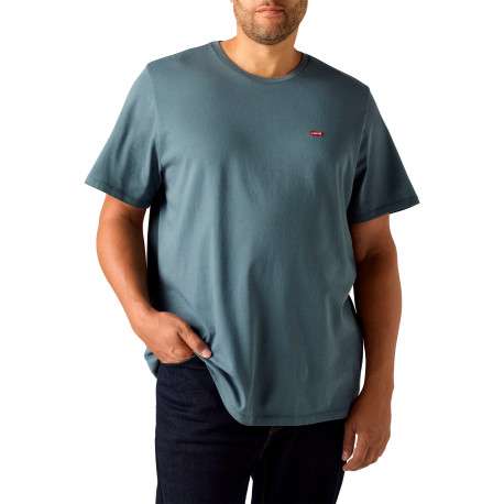 T-shirt en coton gris à coupe droite pourvu d'un col rond et de manches courtes - Image 2