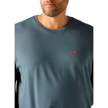 T-shirt en coton gris à coupe droite pourvu d'un col rond et de manches courtes - Image 4