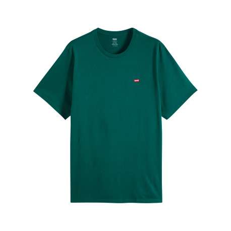T-shirt en coton vert à coupe droite pourvu d'un col rond et de manches courtes