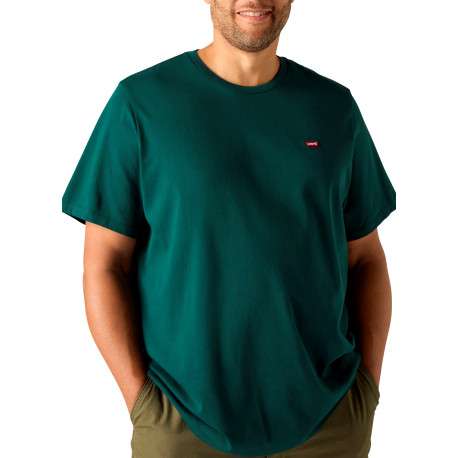 T-shirt en coton vert à coupe droite pourvu d'un col rond et de manches courtes - Image 2