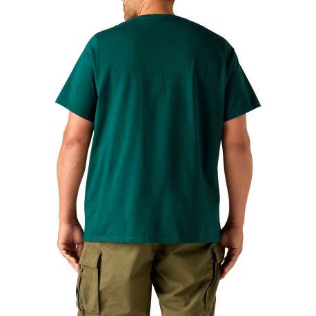 T-shirt en coton vert à coupe droite pourvu d'un col rond et de manches courtes - Image 3
