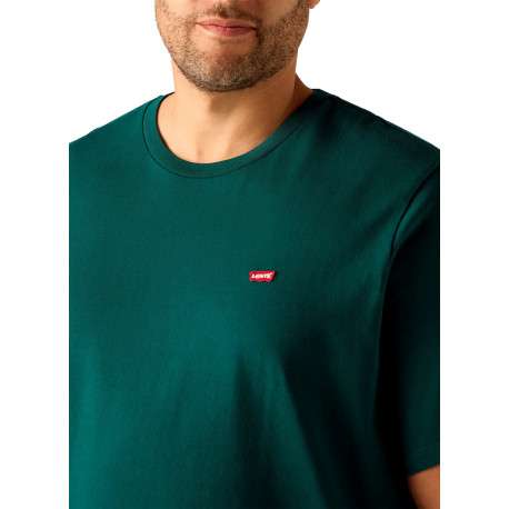 T-shirt en coton vert à coupe droite pourvu d'un col rond et de manches courtes - Image 4