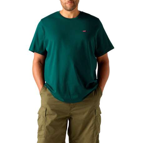 T-shirt en coton vert à coupe droite pourvu d'un col rond et de manches courtes - Image 5