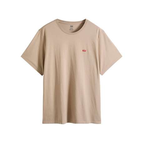 T-shirt en coton taupe à coupe droite pourvu d'un col rond et de manches courtes