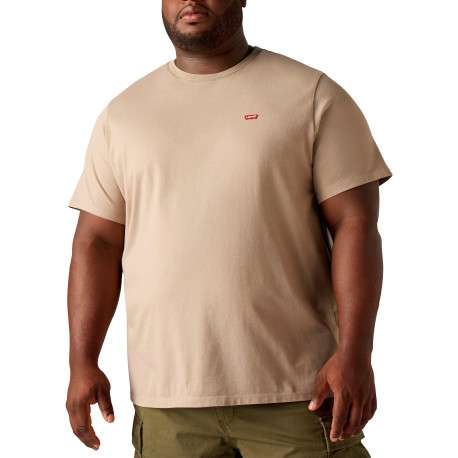T-shirt en coton taupe à coupe droite pourvu d'un col rond et de manches courtes - Image 2