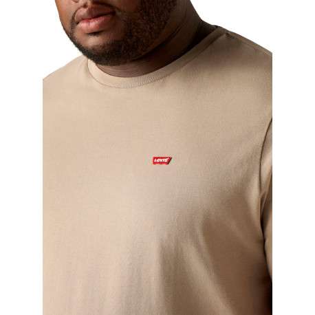 T-shirt en coton taupe à coupe droite pourvu d'un col rond et de manches courtes - Image 4