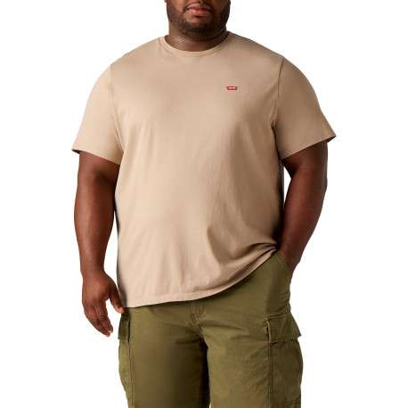 T-shirt en coton taupe à coupe droite pourvu d'un col rond et de manches courtes - Image 5
