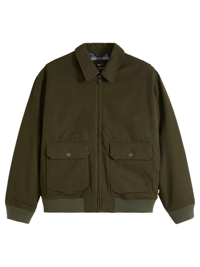Blouson en coton kaki à...