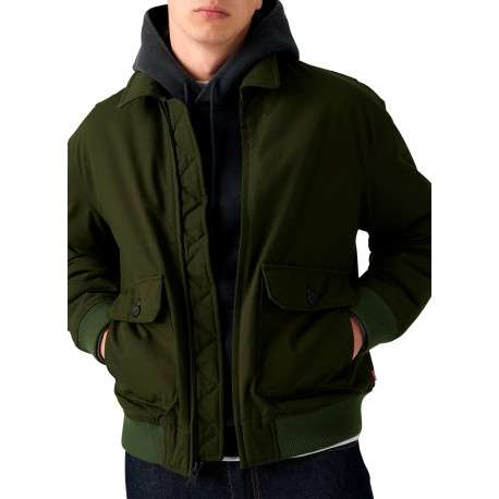 Blouson en coton kaki à coupe ajustée pourvu d'un col à revers - Image 2
