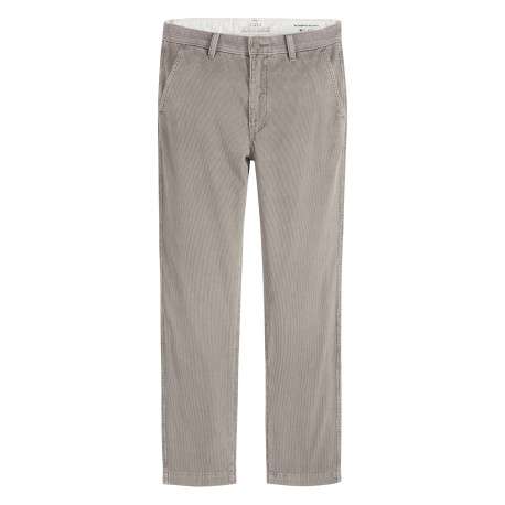 Pantalon Chino en coton gris à coupe droite pourvu de poches italiennes