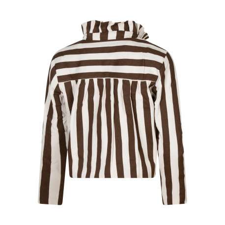 Blouson en coton blanc à rayures marron doté d'une coupe droite - Image 2