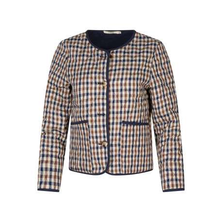 Blouson en coton multicolore à motifs vichy pourvu d'une coupe droite