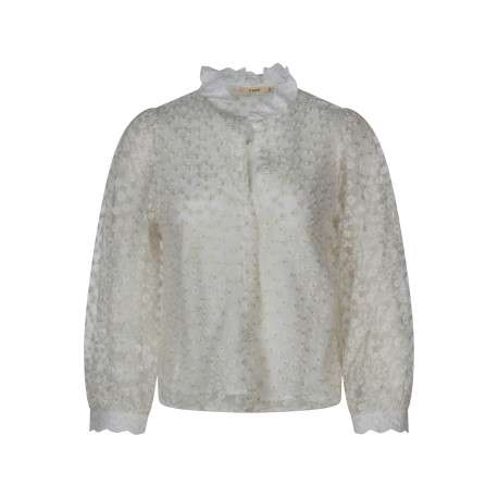 Chemisier en coton blanc avec des motifs floraux muni d""une coupe droite