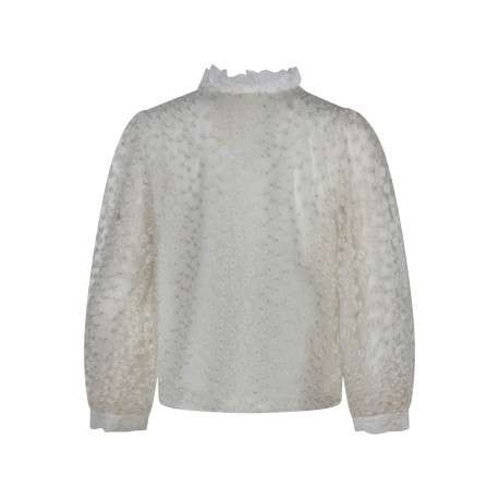 Chemisier en coton blanc avec des motifs floraux muni d""une coupe droite - Image 2