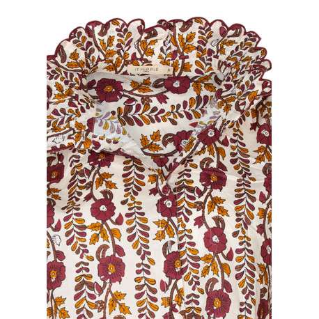 Chemisier en coton multicolore à motifs floraux muni d'un col mao - Image 3
