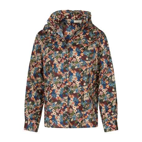 Chemisier en coton multicolore floral à coupe droite doté d'un col mao