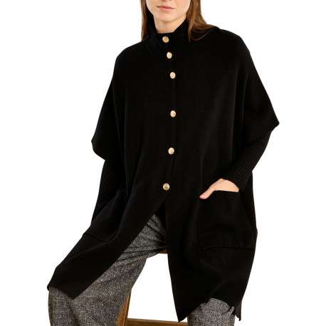 Pull noir doté d'une coupe large et agrémenté d'un col montant - Image 3