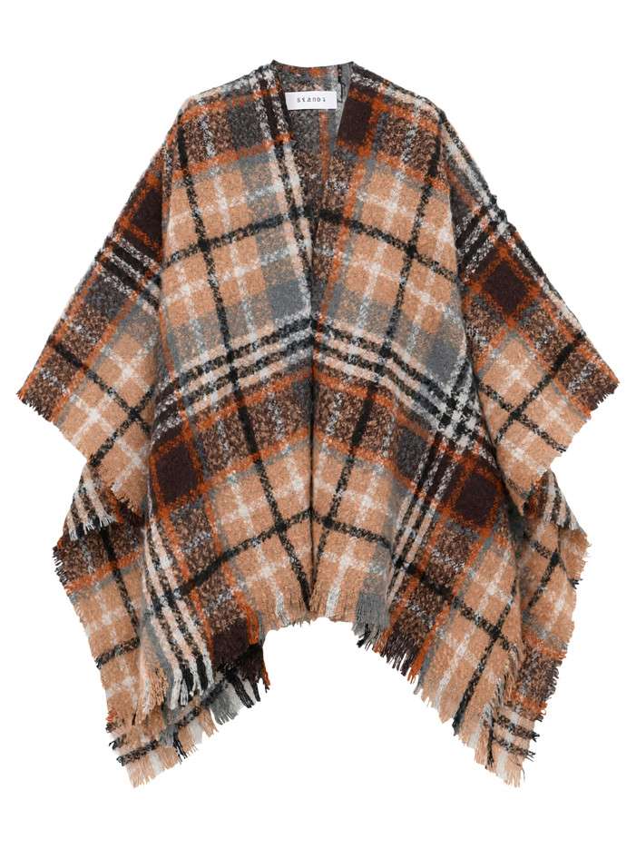Poncho camel à carreaux...