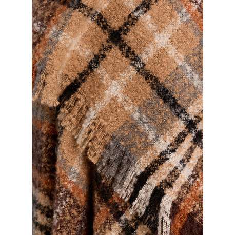 Poncho camel à carreaux doté d'une coupe asymétrique et des manches longues - Image 6