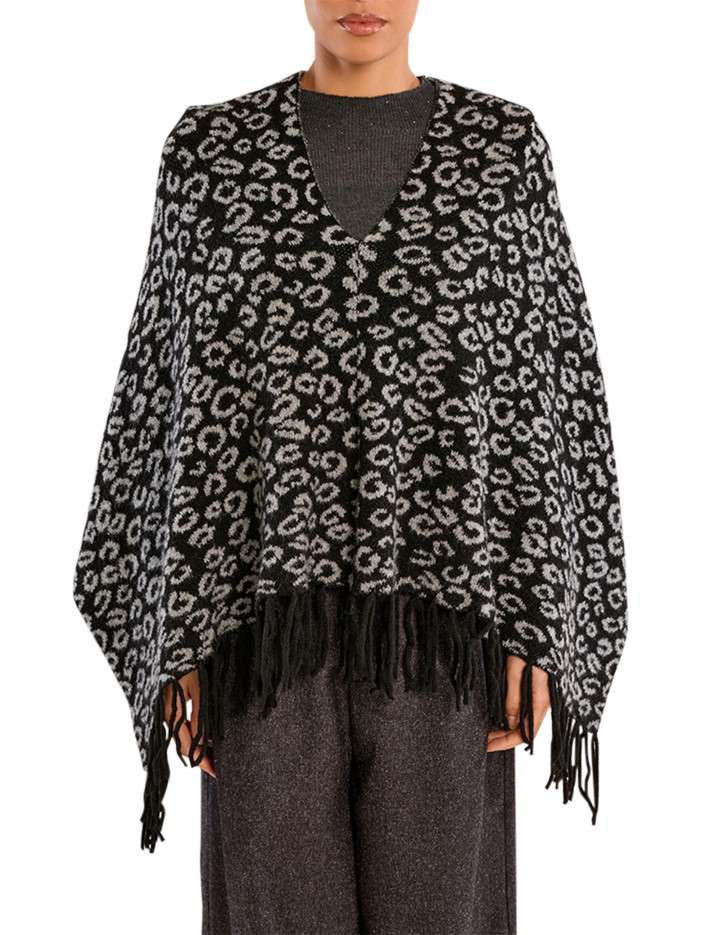 Poncho noir à motifs...