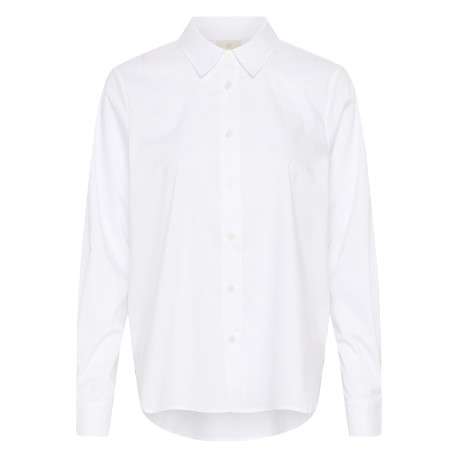 Chemisier blanc uni avec une coupe droite et un col à revers