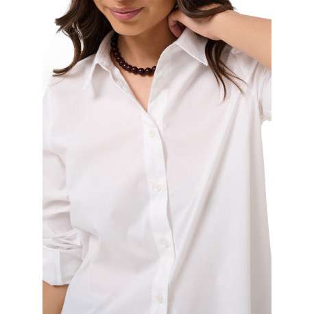 Chemisier blanc uni avec une coupe droite et un col à revers - Image 6