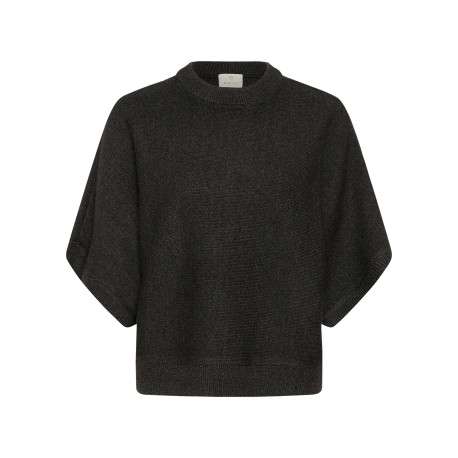 Pull anthracite uni avec une coupe droite et des manches courtes